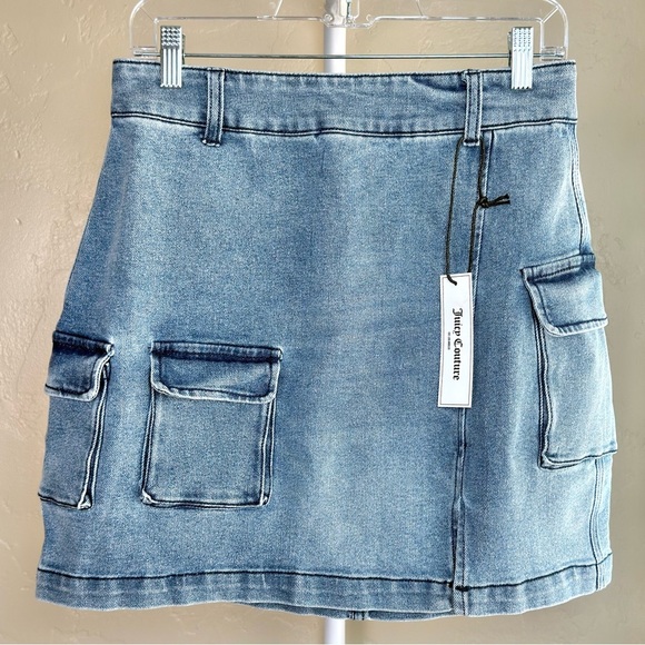 Juicy Couture Denim Cargo Mini Skirt w/ Removable Belt Size 29 - Picture 7 of 8